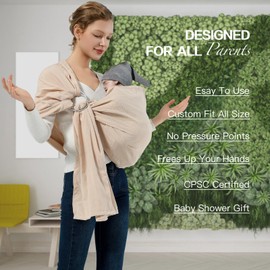 MISSWISDOM Baby Ring Sling Baby Carrier Newborn to Toddler, Ring Baby Carrier Sling, Toddler Carrier Toddler Sling, Baby Wraps Carriers, Baby Sling Carriers, Cream