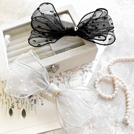 (2 types) Burnaby Feminine Chiffon Big Wide Hairpin Black / (2종) 버나비 페미닌 쉬폰 빅 와이드 헤어핀 블랙