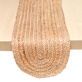 Chardin home Jute Braided Oval Table Runner | Boho Table Runner | Artisanal Center Piece for Table, Chests, Counter Tops and More | Handmade Natural Jute 13"x48"