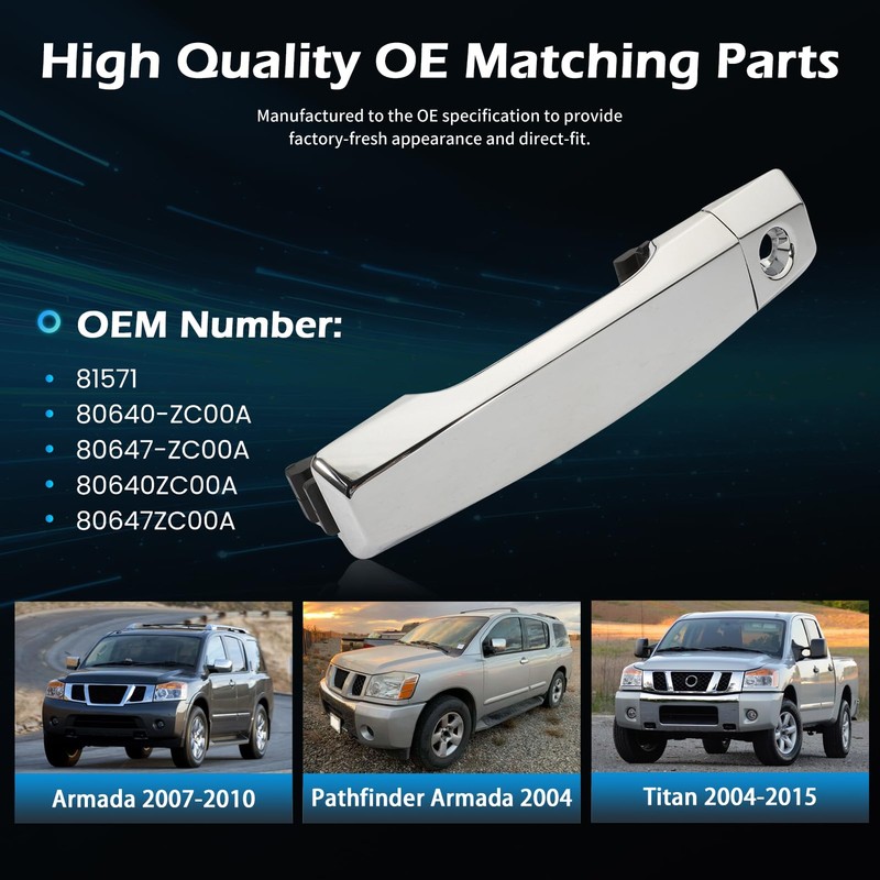 Front Left Exterior Door Handle with Keyhole for Armada 2007-2010,