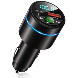 Bluetooth Car Adapter 5.3, Mohard All-Metal PD 30W & QC3.0 18W Fast Car Charger, Wireless FM Radio Car Kit FM Transmitter for Car, Noise Cancelling Hands-Free Call, Hi-Fi Music, Ring Light