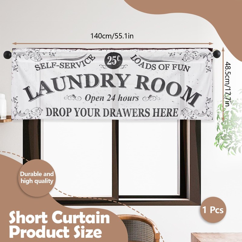 SNOMEL 54 x 18 Inch Laundry Room Curtains for Windows,