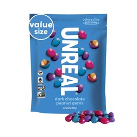 UNREAL Dark Chocolate Peanut Gems (Value Size Bag) | Vegan with Colors from Nature | Fair Trade, Non-GMO, & Gluten Free Ingredients | No Sugar Alcohols or Soy | 11oz