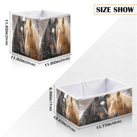 JUMBEAR Two Horse Storage Basket, Foldable Storage Basket, Toy Storage Box for Home, Shelf, Closet, 28 x 28 x 28 cm