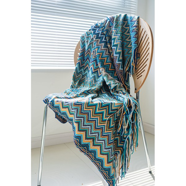 Blanket, Stylish, Throw Blanket, Large, Northern European Knit, Bohemian Pattern,