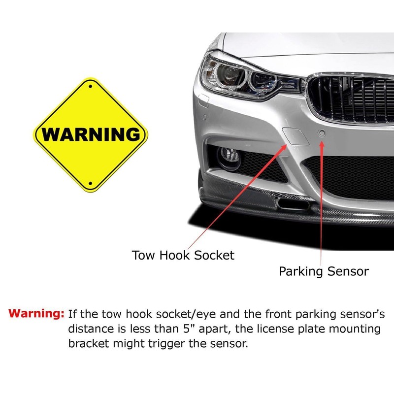 iJDMTOY No Drill Front Bumper Tow Hook License Plate Relocator
