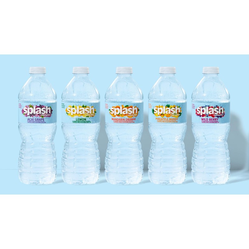 Splash Refresher Flavored Water Bottles, Pineapple Mango Flavor - 6-Pack,