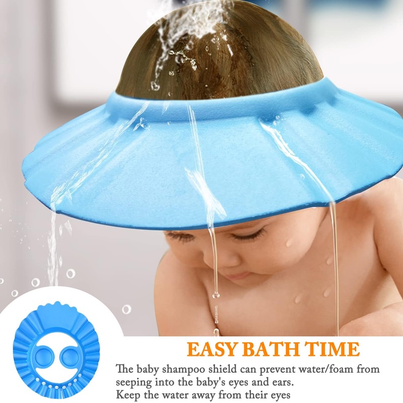 2 Pcs Adjustable Baby Bath Cap, Soft Waterproof Shampoo Visor