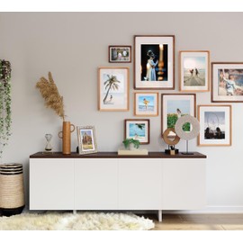 Gdfmsc Square 4x4 Picture Frame with Mat for 3x3, USA-Sourced Natural Walnut Wood Handcrafted Rounded Corner with Real Glass, Vertical or Horizontal Display Photo Gallery Wall & Tabletop Frame