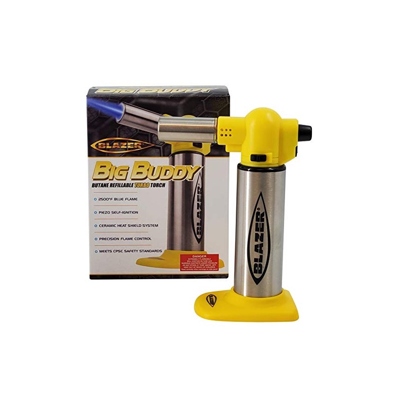 Blazer Big Buddy Torch - Stainless Steel with Yellow (2020)