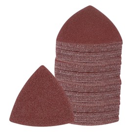 Kozelo 120pcs Mouse Sander Detail Sandpaper - [ 80 Grit, 3-1/8" ] Triangle Hook and Loop Assorted Sanding Pads Sheet for Wood Furniture Polishing Use | Aluminum Oxide Sandpaper