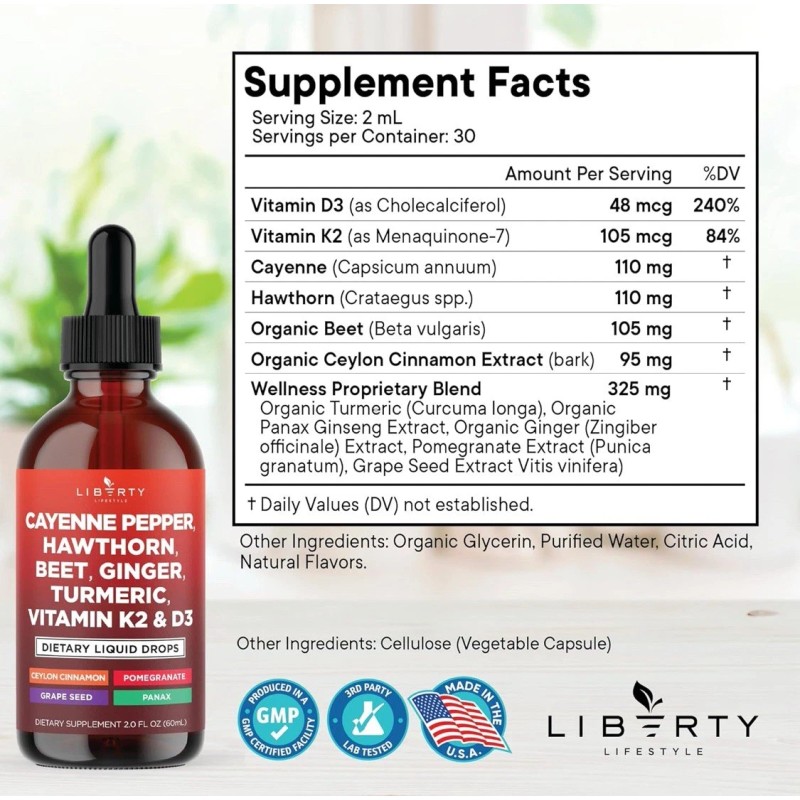Clean Nutraceuticals Liberty Lifestyle Cayenne Pepper Supplement Liquid Drops +