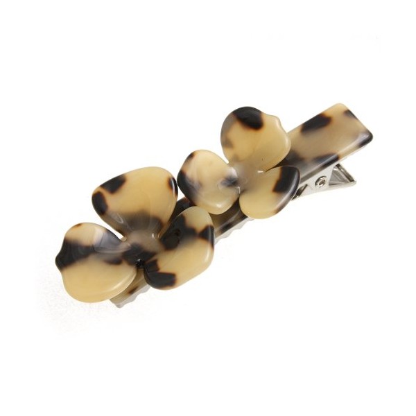 VingTAINE H-565-BE Tortoise Shell Flower Hair Clip, Dakar Clip, Beak