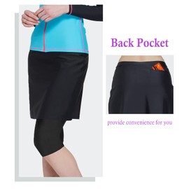 HonourSex - Falda de natación para mujer con leggings, falda modesta de natación con leggings, 19" Negro, 16