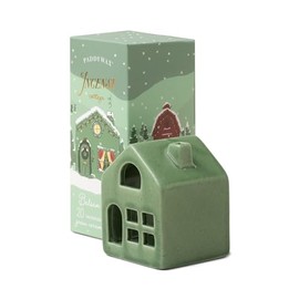 Paddywax Holiday Town Incense Holder with 20 Incense Cones, 3.83" Tall, Green Cottage