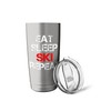 Eat Sleep Ski Repeat Winter Mountains Skiing Lodge Slopes Stainless