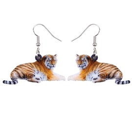 DUOWEI Acrylic Tiger Earrings Dangle Jungle Animals Jewelry for Women Girls Tiger Gifts Double Sided Earrings (Stainless Steel)