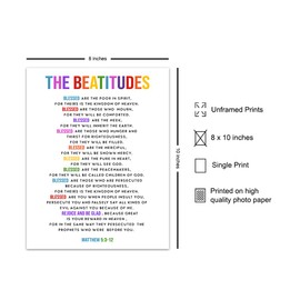 The Beatitudes Wall Art - Catholic Gifts Women - Christian Gifts for Women, Kids - Bible Verse Wall Art - Religious Scripture Decor for Boys or Girls Bedroom, Living Room, Church, Sunday School