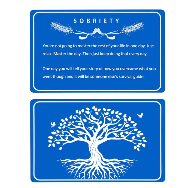 3PCS BlueMetal Sobriety Card/Twisted Tree of Life Gifts for Men