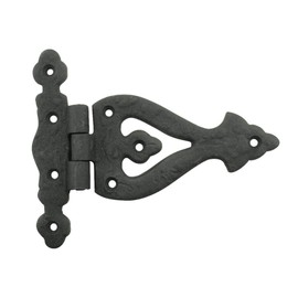 Renovators Supply Manufacturing Cabinet Door Strap Hinge With Hardware 5-3/8 In. Black Rust Resistant Wrought Iron Flush Mount Hinge For Cabinets