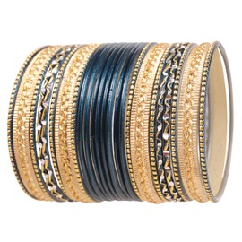 Touchstone "Colorful 2 Dozen Bangle Collection Indian Bollywood Pastel Strong Grey Golden Glaze Designer Jewelry Special Large Size Bangle Bracelets Set Of 24 In Gold Tone For Women.