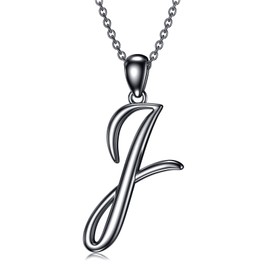 Initial Necklaces 26 Capital Letter Necklaces S925 Sterling Silver Letter Pendant Initial Necklaces for Women-UK-J-B