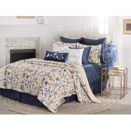C&F Home Natural Home Blooming Flowers 3-Piece Oversized Full/Queen 100% Cotton Bedding Quilt Set 90" x 92" All Seasons Fall Harvest Autumn Spring Yellow Gold Floral Leaves Floral Medallion Bedroom