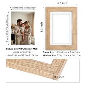 5x7 Double Picture Frame with Tempered Glass in WoodGrain,Vertical Display 4x6 with Mat or 5x7 without Mat, Engineered Wood Bifold Photo Frame for Tabletop,Nice Gift for Memories & Décor (PS008-WGX7)