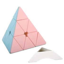 Oostifun ShengShou 3x3 Pyramid Pyraminx Sweet Dessert Jelly Colour Sticker-Free Magic Cube Puzzle Cube Toy with Cube Stand