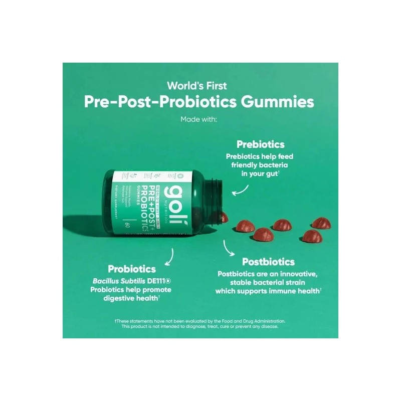 Goli Nutrition 3in1 Pre + Post + Probiotics Gummies Digestive