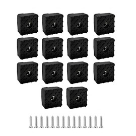 Pack of 14 Black Rubber Floor Mats, 30 x 30 mm Black Square with Screw Buffer Non-Slip Rubber Feet, Used for Furniture, Tables and Chairs