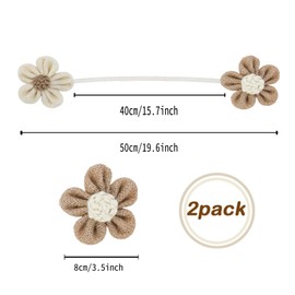 2 Pack Sunflower Curtain Tiebacks, Cotton Linen Boho Window Holdbacks