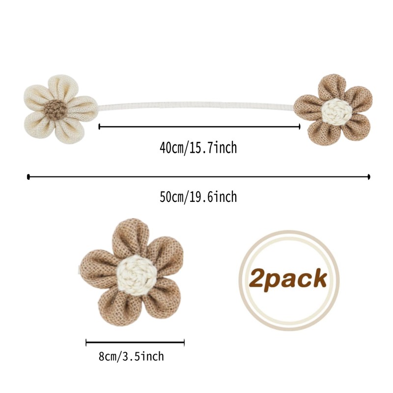 2 Pack Sunflower Curtain Tiebacks, Cotton Linen Boho Window Holdbacks