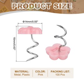 PATIKIL 100 Pcs Upholstery Twist Pins, Headliner Bed Pins Furniture for Bed, Armrest, Slipcovers, Skirt, Fabric, Sofa(Pink Plum Blossom, 0.63 x 0.55 Inch)