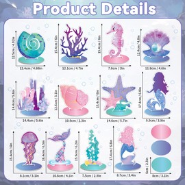 24 Pcs Mermaid Birthday Decorations Little Mermaid Table Centerpiece Under the Sea Centerpiece Ocean Theme Table Ornaments for Girl Baby Shower Ocean Theme Mermaid Birthday Party Supplies DIY Decor