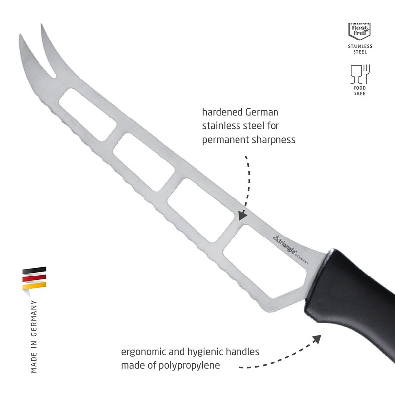 triangle Cheese Knife - Perforated Stainless Steel Blade - Lightweight