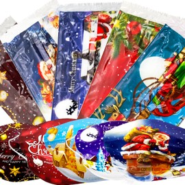 Chirstmas - Mascarillas faciales de Año Nuevo para adultos, paquete de 50 mascarillas desechables envueltas individualmente, 3 capas de cubrebocas para hombres y mujeres, regalo de calcetín