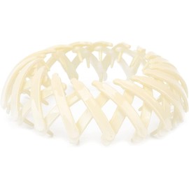 Pinza para el Cabello con Forma de Nido de Pájaro, Pinza para el Cabello Retráctil Moño o Caballo con Dientes, Expandible, Simple y Ele (Beige)
