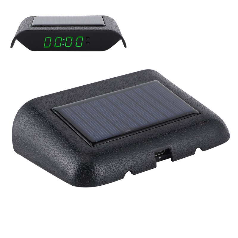 Car Digital Clock Auto Truck Solar Powered Time Date Temperature