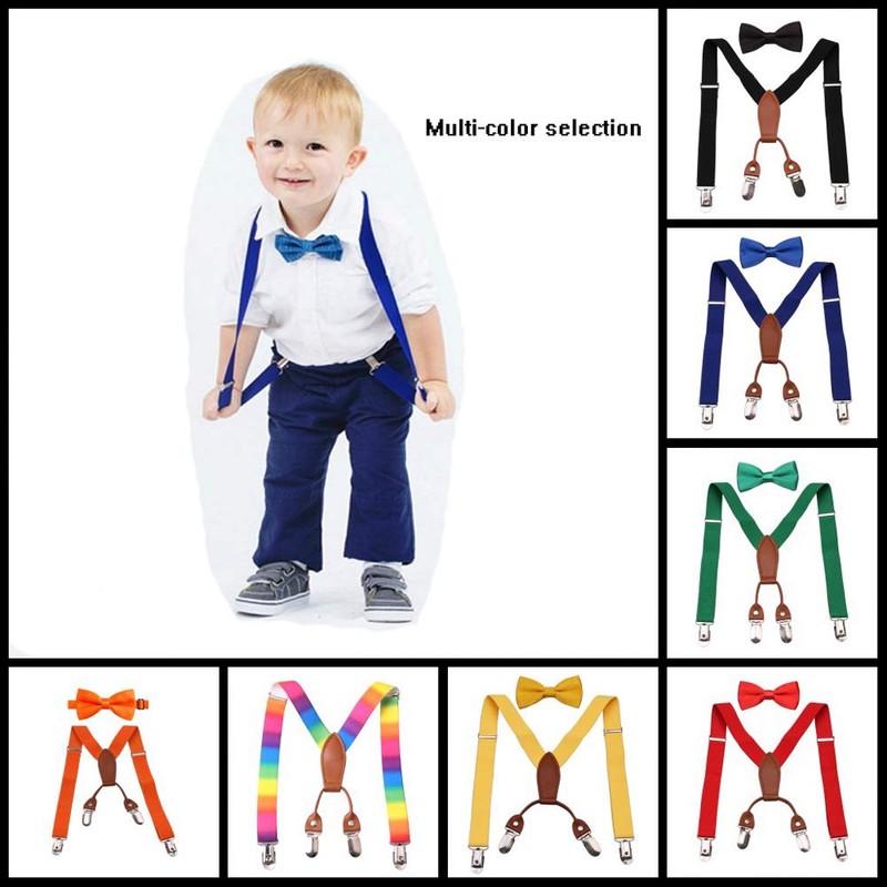 GUCHOL Suspenders Bow tie for Boys and Girls Adjustable Unisex