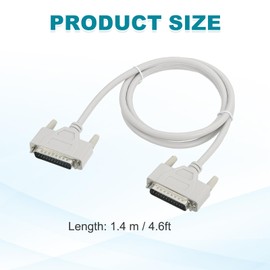 sourcing map DB25 25-Pin Parallel Port Printer Cable, 4.6ft(1.4m) DB25 Male to Male Converter with Nickel-Plated Connectors for Scanners Printers Beige