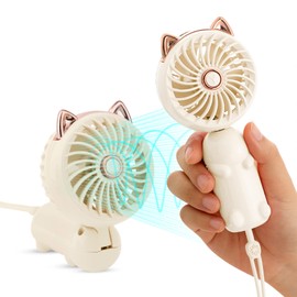 Tragbarer Handventilator, Mini-USB-Ventilator mit wiederaufladbarem Akku und 3 Geschwindigkeiten, niedlicher persönlicher kleiner elektrischer Ventilator für Mädchen/Frauen/Kinder Reisen faltbar