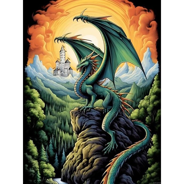 EATUKYIC Green Dragon Art Diamond Painting Kits for Adults Dragon