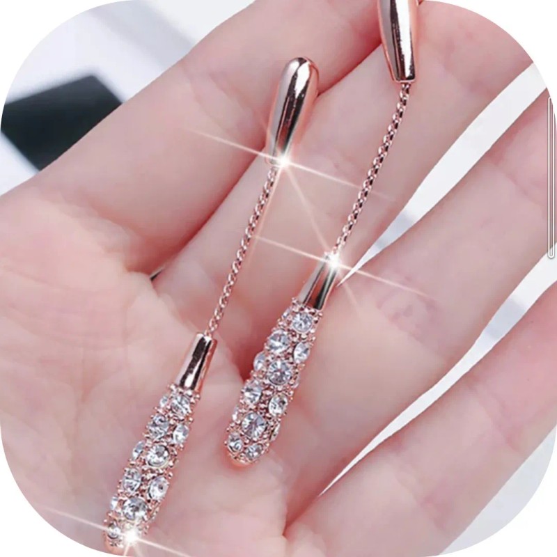 Aretes Plata Dama Oro Rosa Elegante Y Casual Toda Ocasión