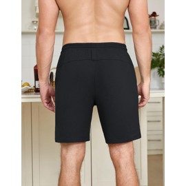 iClosam Men's Sports Shorts in Cotton with Adjustable Waist Fitness Summer S-XXL, Black, M