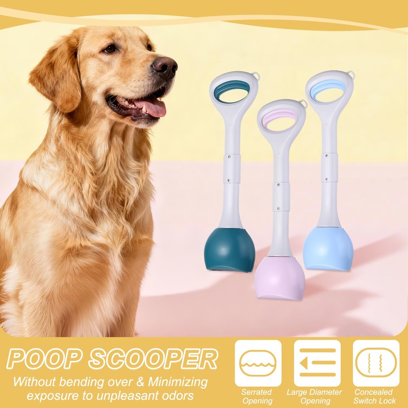 PETAXCELL Poop Scooper, 19.3" Long Handle No Touch Dog Poop