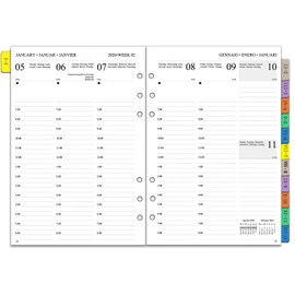 2026 Weekly Planner Insert A5 6 Holes Vertical 1 Week 2 Pages with Tabs, Notes, Contact, Jan.26-Dec.26, 100GSM Thick Paper, Refill Paper for Calendar 2026 Planner (Multilingual)