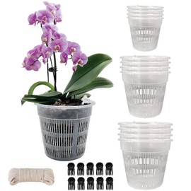 Tialero Orchid Pot, 12 Pack Orchid Pots with Holes, 4 Each of 4.5", 5.5", 6.3", Clear Orchid Pots for Repotting, Breathable Slotted Orchids Planter