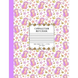 Mermaid Composition Notebook – Wide Ruled, 7.5 x 9.75 in, Back Cover Motivational Quote – School Writing Journal, Educational Gift, Ocean-Themed Notebook