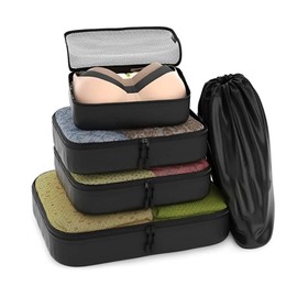 5 Piece Travel Packing Organizers for Luggage Suitcase (Black)